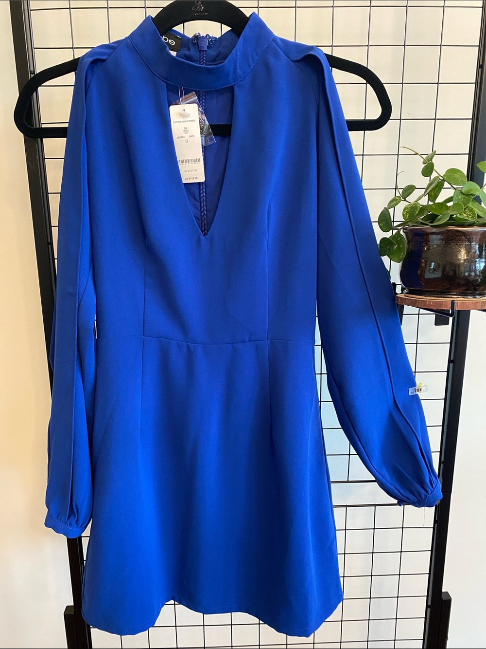Bebe Y2K Royal Blue Long Split Sleeve Mini Dress size 0